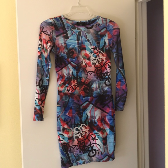 Topshop Dresses & Skirts - Topshop fitted graffiti print mini dress